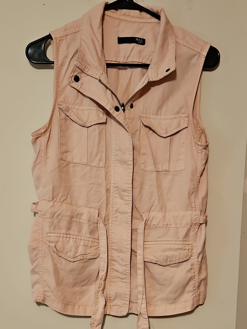 Max Jeans Light Pink Sleeveless Utility Vest